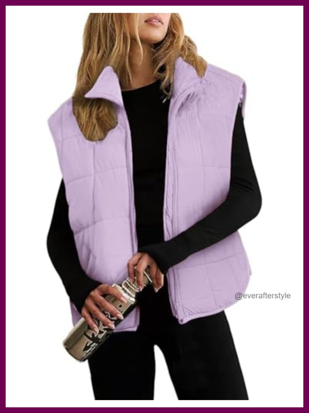 Quilted Nylon Puffer Vest Zip Up Padded Gilet Sleeveless Layering